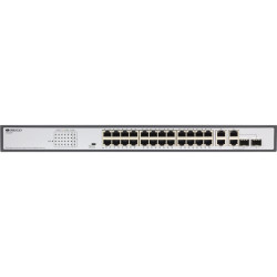 Unmanaged Switch 26x1000Base-T (24x1000Base-T PoE), 2xCombo 1000Base-T/SFP, PoE Budget 370W, Long-range PoE up to 250m, 19