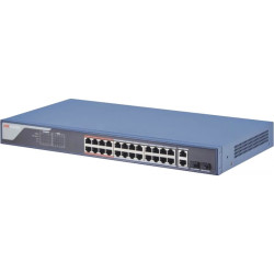 L2 Смарт-управляемый 24 10/100M RJ45 PoE-порт 2 Gigabit combo порт 802.3af/at бюджет PoE 370W поддержка режима передачи до 300м визуализированная топология управления(Hik-Central/iVMS 4202/Hik-ProConnec) контроль статуса сети уведомление тревог в реальном