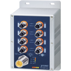 коммутатор/ PLANET ISW-808PT-M12 IP67-rated Industrial 8-Port 10/100TX M12 802.3at PoE+ Switch (-40~75 degrees C, dual 12~56V power boost)