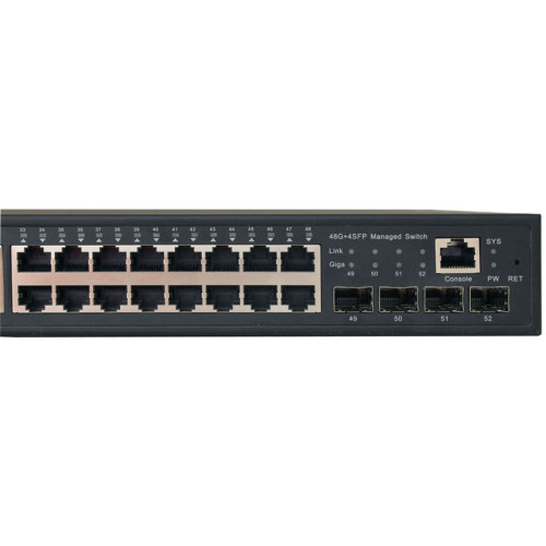 Коммутатор/ OSNOVO Управляемый L2 PoE коммутатор Gigabit Ethernet на 48 RJ45 PoE + 4*GE SFP, до 30W на порт, суммарно до 800W