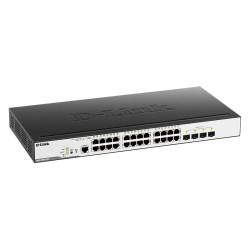 Коммутатор/ DGS-3000-28LP/B Managed L2 Switch 24x1000Base-T PoE, 4x1000Base-X SFP, PoE Budget 193W, Surge 6KV, CLI, RJ45 Console, RPS, Dying Gasp