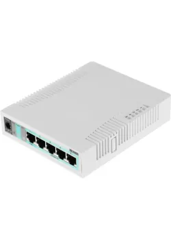 Коммутатор/ RB260GS 5x Gigabit Ethernet Smart Switch, SFP cage, plastic case, SwOS