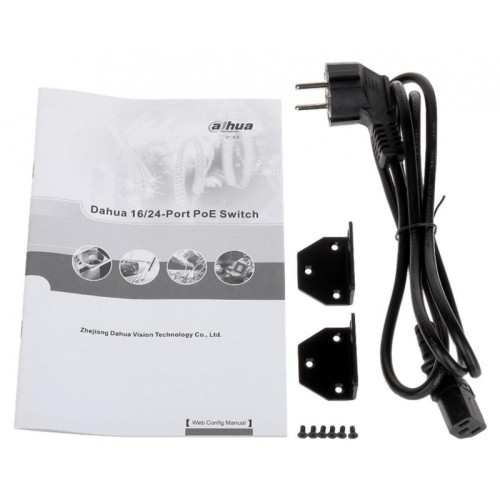 2xCombo 1000 Base-T/SFP  24x 10/100 Base-T（Hi-PoE/PoE+/PoE）IEEE802.3af/IEEE802.3at/Hi-PoE Мощность PoE 360Вт Размеры: 440мм×300мм×44мм