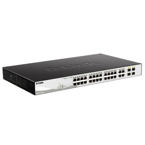 Коммутатор D-Link DGS-1210-28MP/F4A Настраиваемый L2 коммутатор с 24 портами 10/100/1000Base-T и 4 комбо-портами 100/1000Base-T/SFP (24 порта PoE 802.3af/at, PoE-бюджет 370 Вт)