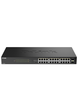 Коммутатор/ Конфигурируемый PoE-коммутатор, 24x1000Base-T PoE, 2x1000Base-X SFP, PoE-бюджет 240 Вт, дальность PoE до 250 м, DIP-переключатель, корпус металл