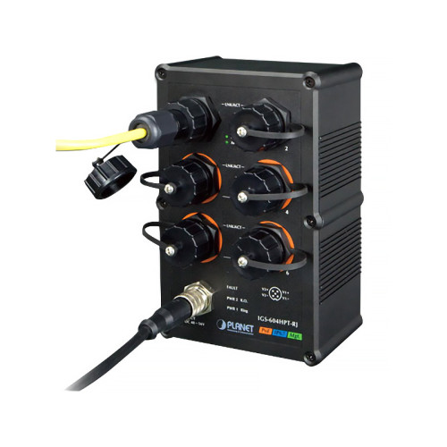 коммутатор/ PLANET IP67-rated Industrial L2+ 4-Port 10/100/1000T 802.3at PoE + 2-Port 10/100/1000T Managed Ethernet Switch(-40~75 degrees C), ERPS Ring, 1588, 6 x waterproof RJ45 connectors included коммутатор/ PLANET IP67-rated Industrial L2+ 4-Port 10/100/1000T 802.3at PoE + 2-Port 10/100/1000T Managed Ethernet Switch(-40~75 degrees C), ERPS Ring, 1588, 6 x waterproof RJ45 connectors included