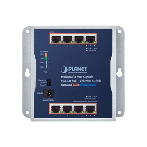коммутатор/ PLANET WGS-818HP IP30 Industrial 8-Port 10/100/1000T 802.3at PoE+ Wall-mount Gigabit Switch (120W PoE Budget, Standard/VLAN/Extend mode, fanless, -20 to 60 C), 54V 130W AC power adapter included коммутатор/ PLANET WGS-818HP IP30 Industrial 8-Port 10/100/1000T 802.3at PoE+ Wall-mount Gigabit Switch (120W PoE Budget, Standard/VLAN/Extend mode, fanless, -20 to 60 C), 54V 130W AC power adapter included