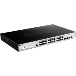 Коммутатор/ DGS-1210-28MP/ME Managed L2 Metro Ethernet Switch 24x1000Base-T PoE, 4x1000Base-X SFP, PoE Budget 370W, Surge 6KV, CLI, RJ45 Console, Dying Gasp