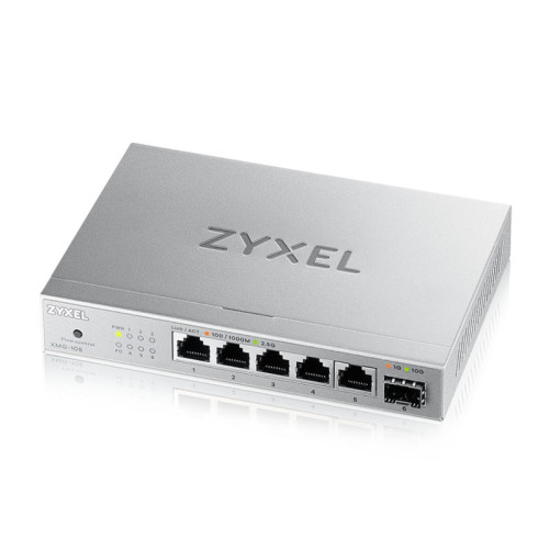 Коммутатор/ Мультигигабитный PoE++ коммутатор Zyxel XMG-105HP, 5xRJ-45: 1/2.5G (4 из них PoE++), 1xSFP+, настольный, бесшумный, бюджет PoE 70 Вт Коммутатор/ Мультигигабитный PoE++ коммутатор Zyxel XMG-105HP, 5xRJ-45: 1/2.5G (4 из них PoE++), 1xSFP+, настольный, бесшумный, бюджет PoE 70 Вт