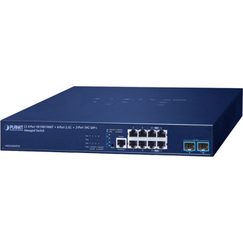 коммутатор/ PLANET MGS-6320-8T2X L3 4-Port 10/100/1000T + 4-Port 2.5G + 2-Port 10G SFP+ Managed Switch (ERPS Ring, CloudViewer app, MQTT, Cybersecurity features, Hardware Layer 3 RIPv1/v2, OSPFv2/v3 dynamic routing, supports1G, 2.5G SFP and 10G SFP+)