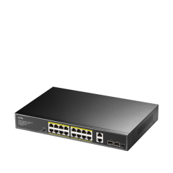 Коммутатор/ 16-10/100/1000 BASE-T Gigabit ports, 2-Port 10/100/1000 BASE-T Gigabit Uplink ports, 2-1000 BASE-X SFP Slot, 16-port IEEE 802.3at PoE+ Injector, 200 watts total Power budget, Supports PoE power up to 30W for each PoE port, Extend Mode (Transmi