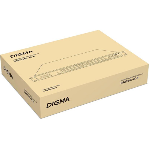Коммутатор Digma DSW724G-4C-R (L2+) 24x1Гбит/с 4xКомбо(1000BASE-T/SFP) управляемый