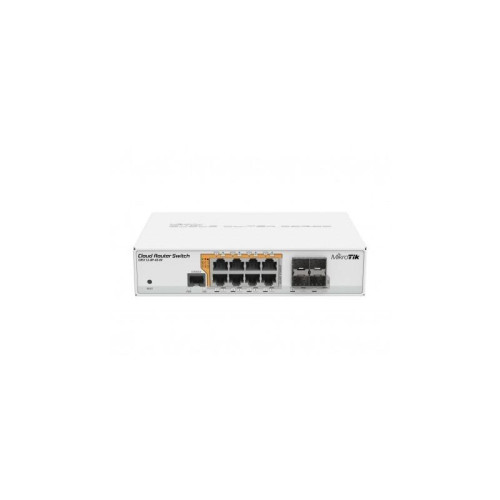 Коммутатор/ CRS112-8P-4S-IN Cloud Router Switch with QCA8511 400Mhz CPU, 128MB RAM, 8xGigabit LAN with PoE-out, 4xSFP, RouterOS L5, desktop case, PSU