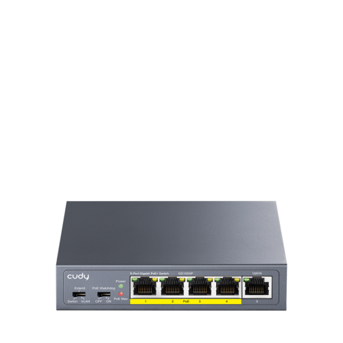 Коммутатор/5-Port 10/100/1000M PoE+ Switch 60W, 5 10/100/1000M ports with 4POE+ Ports Unmanaged Switch with UL power adapter IEEE802.3af / IEEE802.3at, Watchdog, 60W External