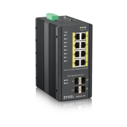 Коммутатор/ ZYXEL RGS200-12P, 12 Port managed PoE Switch, 240 Watt PoE, DIN Rail, IP30, 12-58V DC