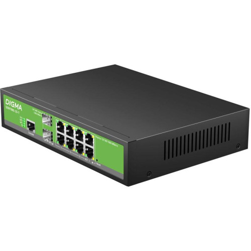 Коммутатор Digma DSW708G-2S-T (L2+) 8x1Гбит/с 2SFP управляемый