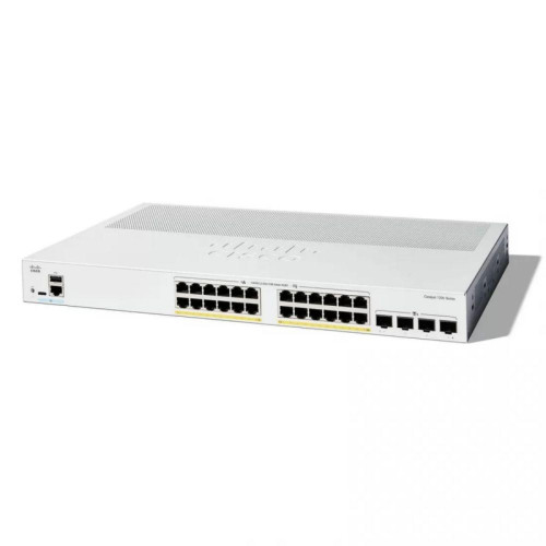 Коммутатор CISCO Catalyst 1200 24x10/100/1000 RJ-45 PoE+, 4x10G SFP+ uplinks, PoE+ 195W, Rack Mounting kit, Fanless, C1200-24P-4X