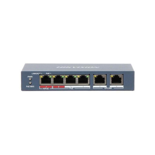 Коммутатор Hikvision DS-3E0106HP-E 4x100Мбит/с 2PoE+ 1PoE++ 60W неуправляемый