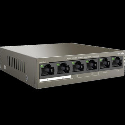 Коммутатор Tenda TEF1106P-4-63W Коммутатор неуправляемый PoE, 6 портов 6x100 Мбит/с, PoE 4х30 Вт, настольный