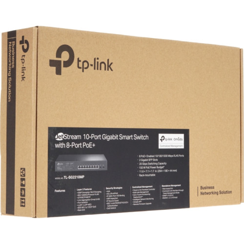Коммутатор TP-Link SG2210MP (L2+) 8x1Гбит/с 2SFP 8PoE+ 150W управляемый