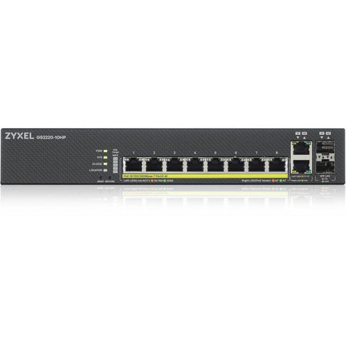 Коммутатор Zyxel GS2220-10HP-EU0101F (L2) 8x1Гбит/с 2xКомбо(1000BASE-T/SFP) 8PoE+ 180W управляемый