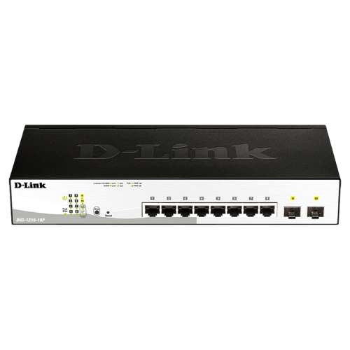 Коммутатор/ Smart L2 Switch 8х1000Base-T PoE, 2х1000Base-X SFP, PoE Budget 65W, Compact CLI