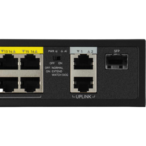 Коммутатор Netis P116GH (L2) 16x100Мбит/с 2x1Гбит/с 1SFP 16PoE 16PoE+ 240W неуправляемый