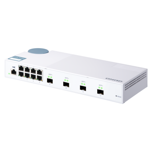 Коммутатор/ QNAP QSW-M408S 10 Gbps managed switch with 4 SFP + ports, 8 1 Gbps RJ-45 ports, bandwidth up to 96 Gbps, JumboFrame support.