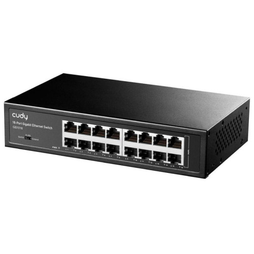 Коммутатор CUDY 16-Port Gigabit Metal Switch 16-Port Gigabit Switch, 16 Gigabit RJ45 Ports, IGMP Snooping, Loop Detection/Prevention, 802.1p/DSCP QoS, Switch/VLAN/Extend working mode DIP switch, Rack-mountable Steel Case, Power Saving, Plug & Play, Rack-M