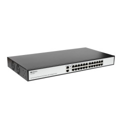 Unmanaged Switch 24x100Base-TX PoE, 2x1000Base-T, PoE Budget 285W, Long-range PoE up to 250m, 19