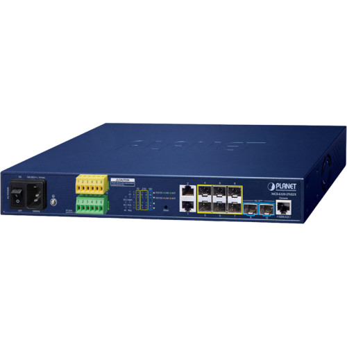 коммутатор/ PLANET L3 2-Port 100/1000T + 2-Port 100/1G SFP + 4-Port 100/1G/2.5G SFP + 2-Port 10G SFP+ Managed Metro Ethernet Switch (AC+DC Power Redundant, 2xDI, 2xDO, Hardware Layer 3 RIPv1/v2, OSPFv2/v3 dynamic routing, supports ERPS Ring, CloudViewer a