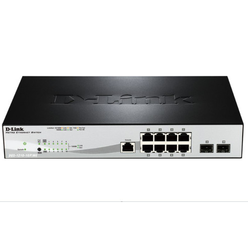 Сетевой коммутатор/ Managed Gigabit Switch with 8 10/100/1000Base-T PoE + 2 SFP Ports