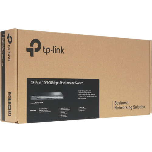 Коммутатор/ 48-port 10/100M Switch, 48 10/100M RJ45 ports, 1U 19-inch rack-mountable steel case
