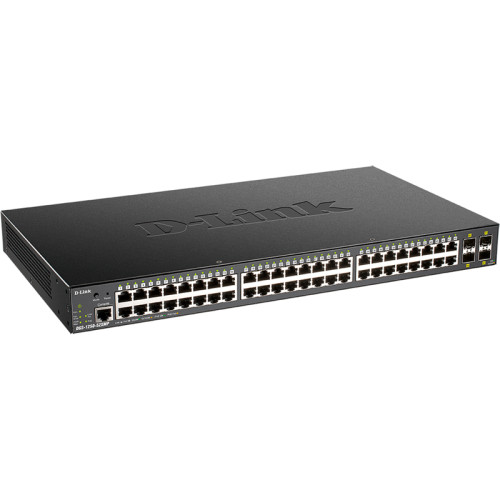 Коммутатор/ DGS-1250-52XMP Smart L2 Switch 48x1000Base-T PoE, 4х10GBase-X SFP+, PoE Budget 370W, CLI, RJ45 Console Коммутатор/ DGS-1250-52XMP Smart L2 Switch 48x1000Base-T PoE, 4х10GBase-X SFP+, PoE Budget 370W, CLI, RJ45 Console