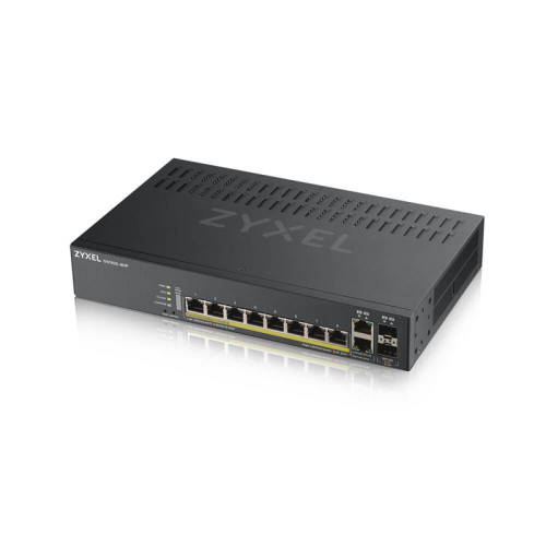 ZYXEL GS1920-8HPv2 Hybrid Smart switch PoE+ ZYXEL Nebula Flex, 8xGE PoE+, 2xCombo (SFP/RJ-45), silent (fanless), budget PoE 130W, Standalone / cloud management