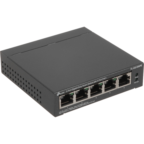 Коммутатор/ Easy Smart Gigabit 5-port switch with 4 PoE + ports, metal case, desktop installation, PoE budget-65W, 802.1 q VLAN support