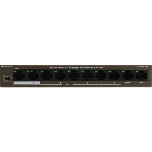 Коммутатор IP-Com F1110P-8-63W (L2) 10x100Мбит/с 8PoE 58W неуправляемый