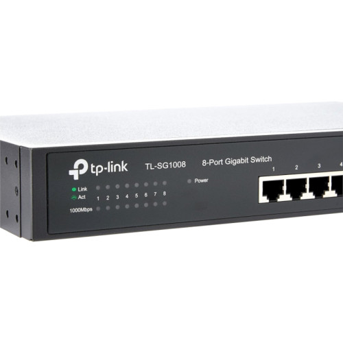 Сетевой коммутатор/ 8-port Gigabit Switch, 8 10/100/1000M RJ45 ports, 1U 13-inch rack-mountable steel case