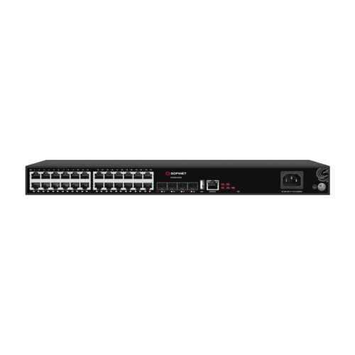 Коммутатор L2+, 24x10/100/1000Мб RJ45, 4x1/10Гб SFP+, PoE 380Вт