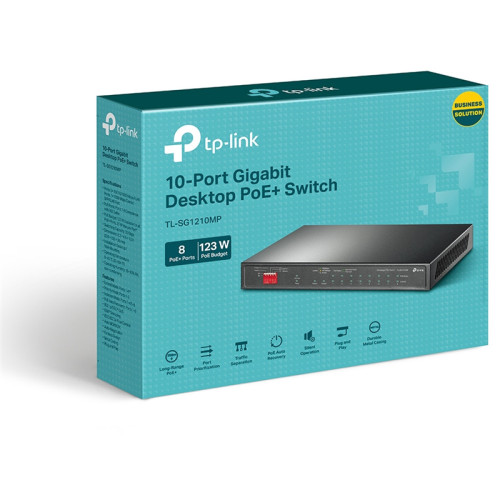 Коммутатор/ 10-Port Gigabit Desktop Switch with 8-Port PoE+