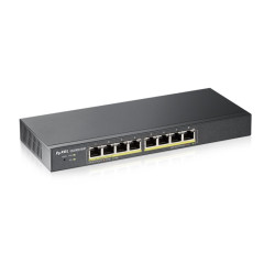 Коммутатор/ Zyxel GS1900-8HP Smart L2 PoE+ Switch , 8xGE PoE+, Desktop, Silent, Budget PoE 70W