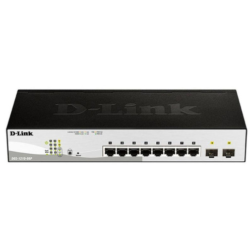 Коммутатор D-Link DGS-1210-08P/G3A Настраиваемый L2 коммутатор с 8 портами 10/100/1000Base-T и 2 портами 1000Base-X SFP (8 портов PoE 802.3af/at, PoE-бюджет 65 Вт)