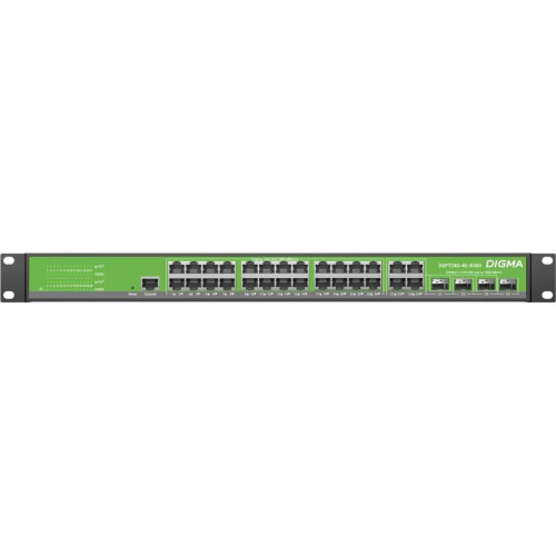 Коммутатор Digma DSP724G-4C-R300 (L2+) 24x1Гбит/с 4xКомбо(1000BASE-T/SFP) 24PoE 24PoE+ 300W управляемый