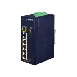 коммутатор/ PLANET IGS-614HPT IP40 Industrial 4-Port 10/100/1000T 802.3at PoE + 1-Port 10/100/1000T + 1-Port 100/1000X SFP Gigabit Ethernet Switch(-40 to 75 C, dual 12V~56V DC power boost, PoE Usage LED)