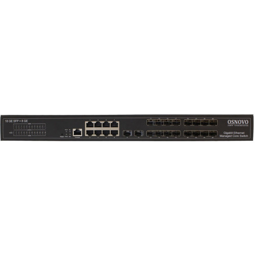 Коммутатор/ OSNOVO Управляемый (L2+) гигабитный коммутатор, 18*SFP 1000 Base-X, 8 *10/100/1000 Base-T