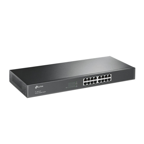 16-port Gigabit Switch, 16 10/100/1000M RJ45 ports, 1U 19-inch rack-mountable steel case