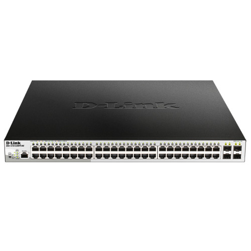 Коммутатор/ DGS-1210-52MPP/ME Managed L2 Metro Ethernet Switch 48x1000Base-T PoE, 4x1000Base-X SFP, PoE Budget 740W, Surge 6KV, CLI, RJ45 Console, Dying Gasp