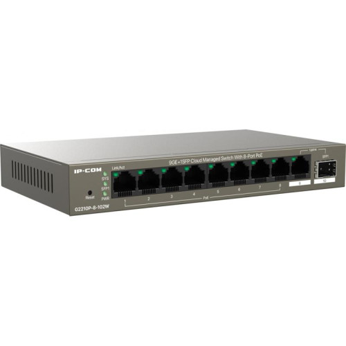 Коммутатор IP-Com G2210P-8-102W (L2) 9x1Гбит/с 1xКомбо(1000BASE-T/SFP) 1SFP 8PoE 92W неуправляемый