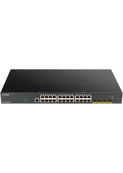 Коммутатор/ DGS-1250-28XMP Smart L2 Switch 24x1000Base-T PoE, 4х10GBase-X SFP+, PoE Budget 370W, CLI, RJ45 Console