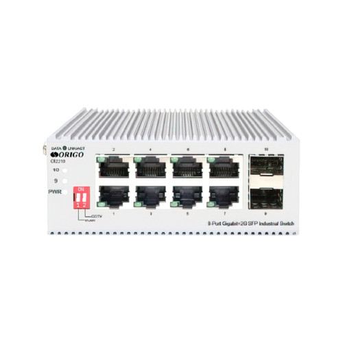 Unmanaged Industrial Switch 8x1000Base-T, 2x1000Base-X SFP, Surge 4KV, -40 to 75°C